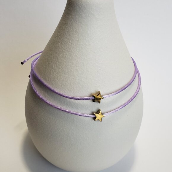 SET of 2 LUCKY STAR Lavender String Kabbalah Tibetan Buddhist Adjustable BRACELE - Picture 6 of 6